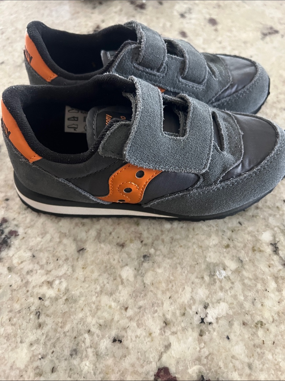 Saucony Jazz Lowride Kids Grey and Orange Velcro Sneakers